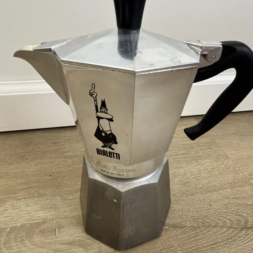 Bialetti Moka Express Espresso Maker Aluminum Stovetop Coffee Pot 3Cup Italy VTG